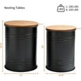 thumbnail image 2 of PERFNIQUE Farmhouse Storage End Table, Set of 2 Rustic Ottoman Seat Stool, Barrel Metal Accent Coffee Table with Round Wooden Lid for Living Room, Outdoor Patio Nesting End Tables (Black), 2 of 7
