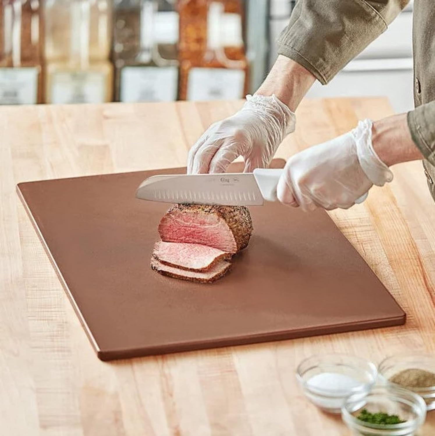 TrueCraftware- 20" X 15" X 1/2” Plastic Cutting Board for Kitchen Brown Color- Plastic Commercial Chopping Board Anti Slip Surface Chopping Food Cutting Mat for Meat Vegetables