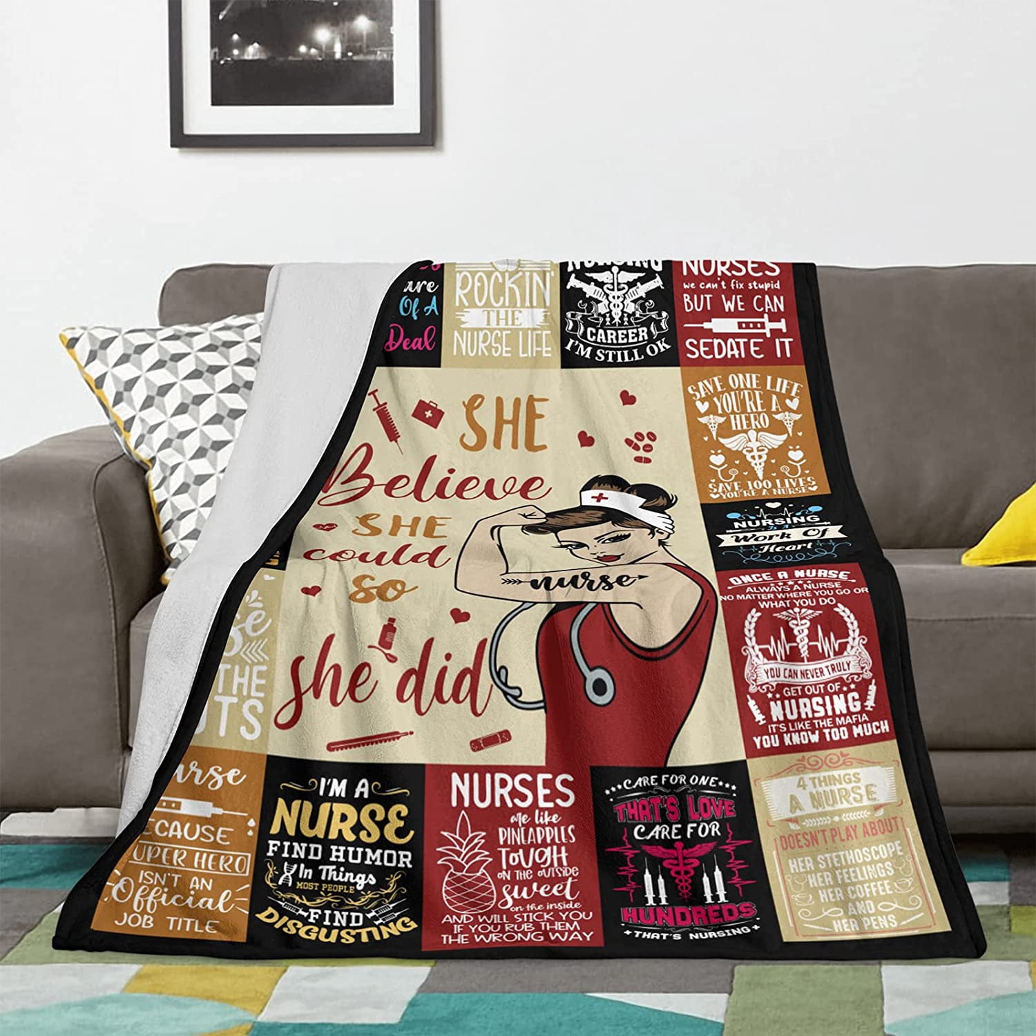 Nurse Gifts for Women Nurse Appreciation Gifts RN Gifts for Nurses Nursing Student Graduation Nurse Retirement Birthday Gifts, Christmas International Nurses Day Gifts Throw Blanket 60\u201dX50\u201d