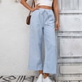 thumbnail image 6 of Duqingm Womens Bottoms Women's Striped Pants Spring Summer 2026 Comfy Pajama Pants High Waist Wide Leg Lounge Pants Lightweight PJ Bottoms Light Blue,L, 6 of 6