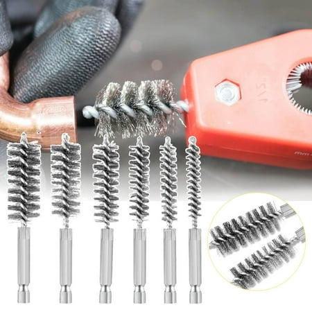 

Beechoice Stainless Steel Bore Brush Stainless Steel Bristles Wire Brush for Power Drill Cleaning Wire Brush Stainless Steel Brush with Hex Shank Handle，8-19mm