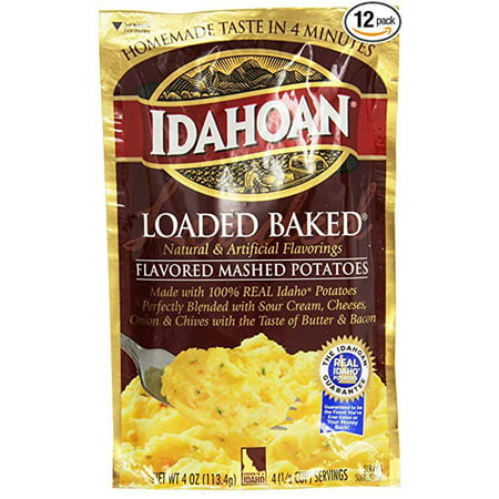 Idahoan Mashed Potatoes, Loaded Baked Potato, 4-Ounce Package (Pack of (Best Loaded Potato Skins)