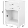 White Nightstand with Charging Station 2 Drawer Bedroom Nightstand Wood