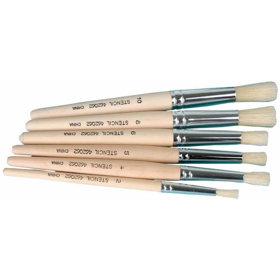 School Specialty Stencil Brush Set, Assorted Sizes, Set of 6 Walmart