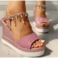 thumbnail image 2 of 2021 Sandalias de cuña para Mujer Sandalias de Plataforma con Tachuelas de Cuentas de Verano Sandalias con Hebilla Peep Toe Zapatos Casuales para Mujer Rosa Xishao ropa, 2 of 2