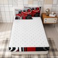 thumbnail image 4 of Erosebridal Contemporary Circular Zipper Twin Comforter Sets with Fitted Sheet and 2 Pillowcases for Boys Girls, Block Rectangle Print Zipper Bedding Set, Red Black, Reversible, 4 Pieces, 4 of 7