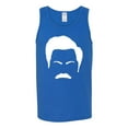 thumbnail image 2 of Wild Bobby, White Parks and Rec Fans Ron Swanson Mustache Face Silhouette, Pop Culture, Men Graphic Tank Top, Royal, X-Large, 2 of 4