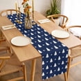 thumbnail image 3 of Christmas Navy Blue Table Runner 60 Inches Long Farmhouse Dress Scarves, Winter Snowflakes Modern Xmas Trees Dining Tablerunner for Coffee Table/Kitchen Island/Party Décor, 13" x 60", 3 of 8