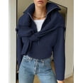 thumbnail image 3 of BTFBM Womens Sweaters Quarter Zip Pullover V Neck Collar Long Sleeve Ribbed Knit Loose Casual Winter Fall Sweater, 3 of 8