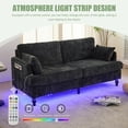 thumbnail image 5 of 68.9" Sofa Couch,Modern 2 Seater Upholstered Loveseat Sofa Couch with LED Light&USB for Living Room,Bedroom,Black, 5 of 8