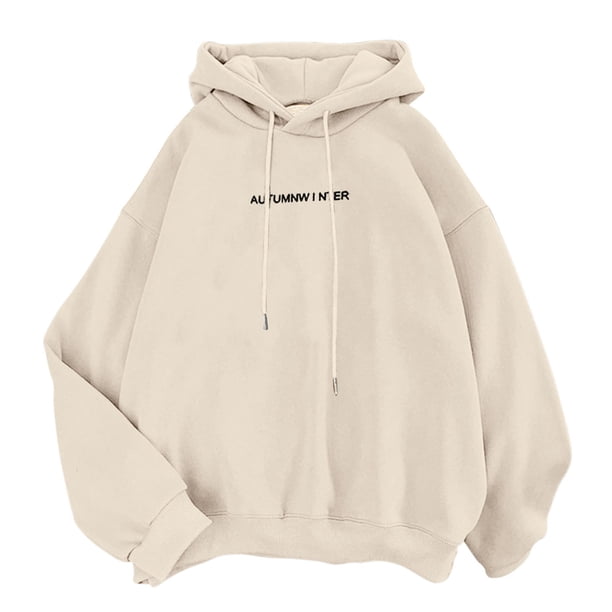 Sudaderas con capucha Gibobby para mujer informales manga larga otoño beige XL