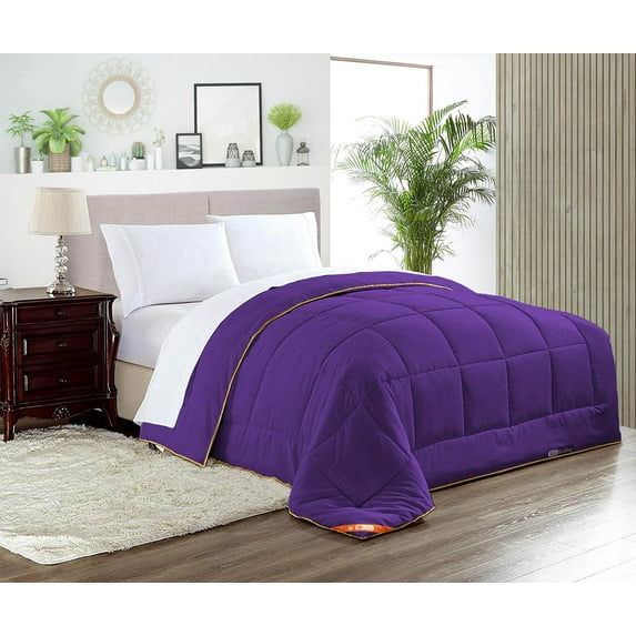 SGI Microfiber Comforter Set Oversized Queen Size Purple Solid 3 Piece
