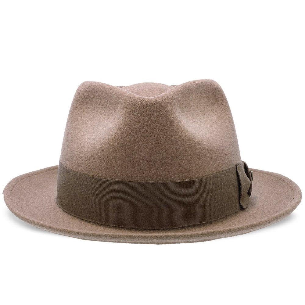 Walrus Hats Compass Camel Diamond Crown Fedora – 100% Australian Wool Felt Hat with Grosgrain Band & Walrus Logo Pin – Stylish Unisex Fedora