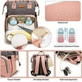 thumbnail image 3 of Diaper Bag with Changing Station, Travel Foldable Baby Bed, Baby Bag Backpack, Multi-Function Large-Capacity, Portable Bassinets with USB Charging Port, Waterproof, Grey/Pink, 3 of 6