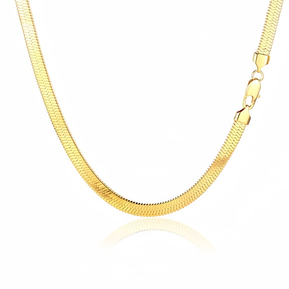 Gold Chain Necklace Collection Italian - 10K Real Solid Yellow Gold Filled Herringbone/Snake Chain Necklaces for Women and Men, 8mm and 16"