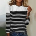 thumbnail image 2 of XuJwPNcy Long Sleeve Shirts for Women Round Neck Striped Printed Tops Pullover Shirts Casual Comfy Fall Fashion Outfits, 2 of 3