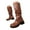 Brown, variant on Knee High Boots Women Slouchy Low Chunky Heel Motorcycle Boots Pull on Round Toe Tall Boots