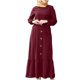 thumbnail image 1 of Vestido largo hasta el tobillo liso de manga larga holgado con cuello redondo a la moda para mujer Fridja  yut2483, 1 of 8
