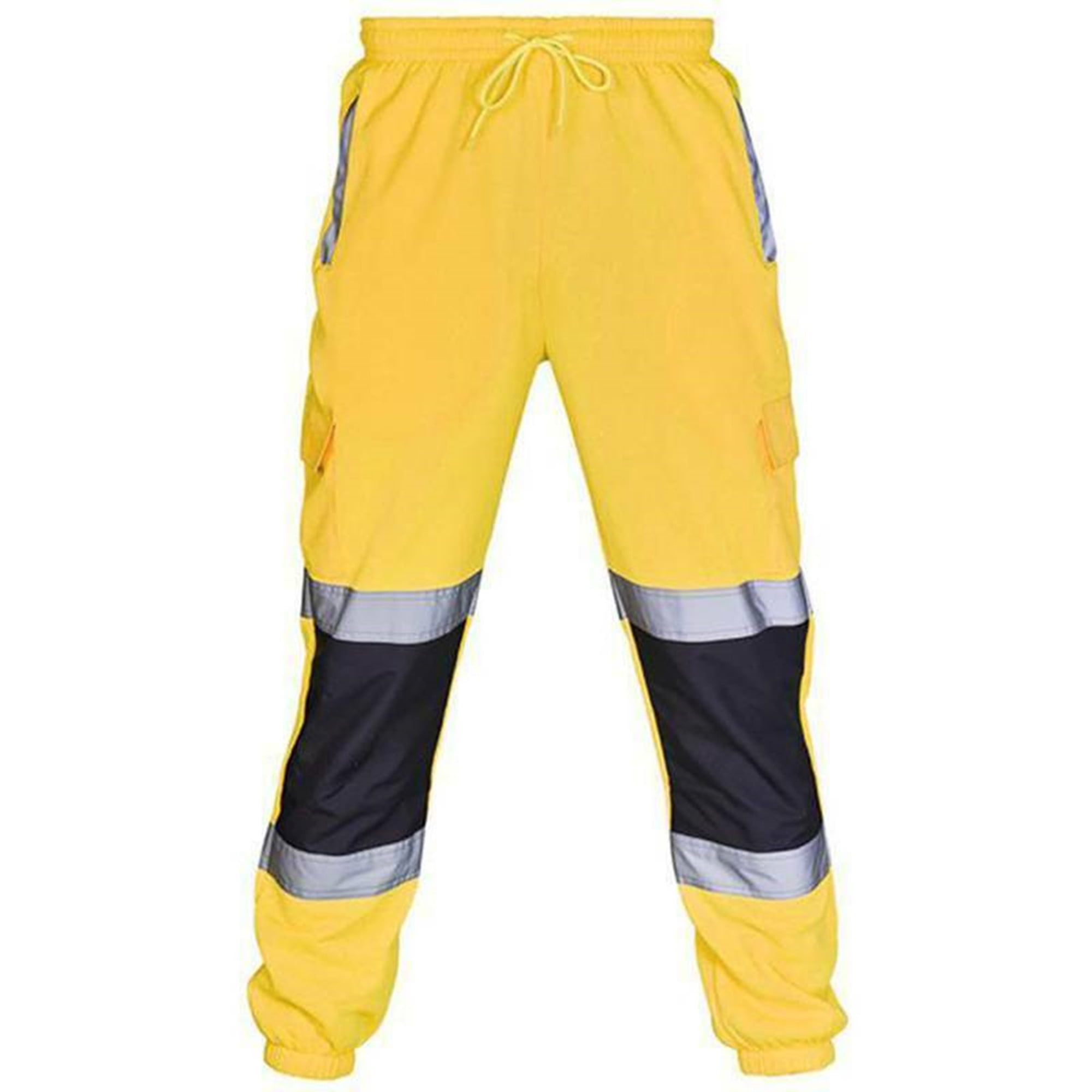 Mens Hi Vis Viz Joggers Cargo Bottoms Safety Workwear Visibility Trousers Pants 