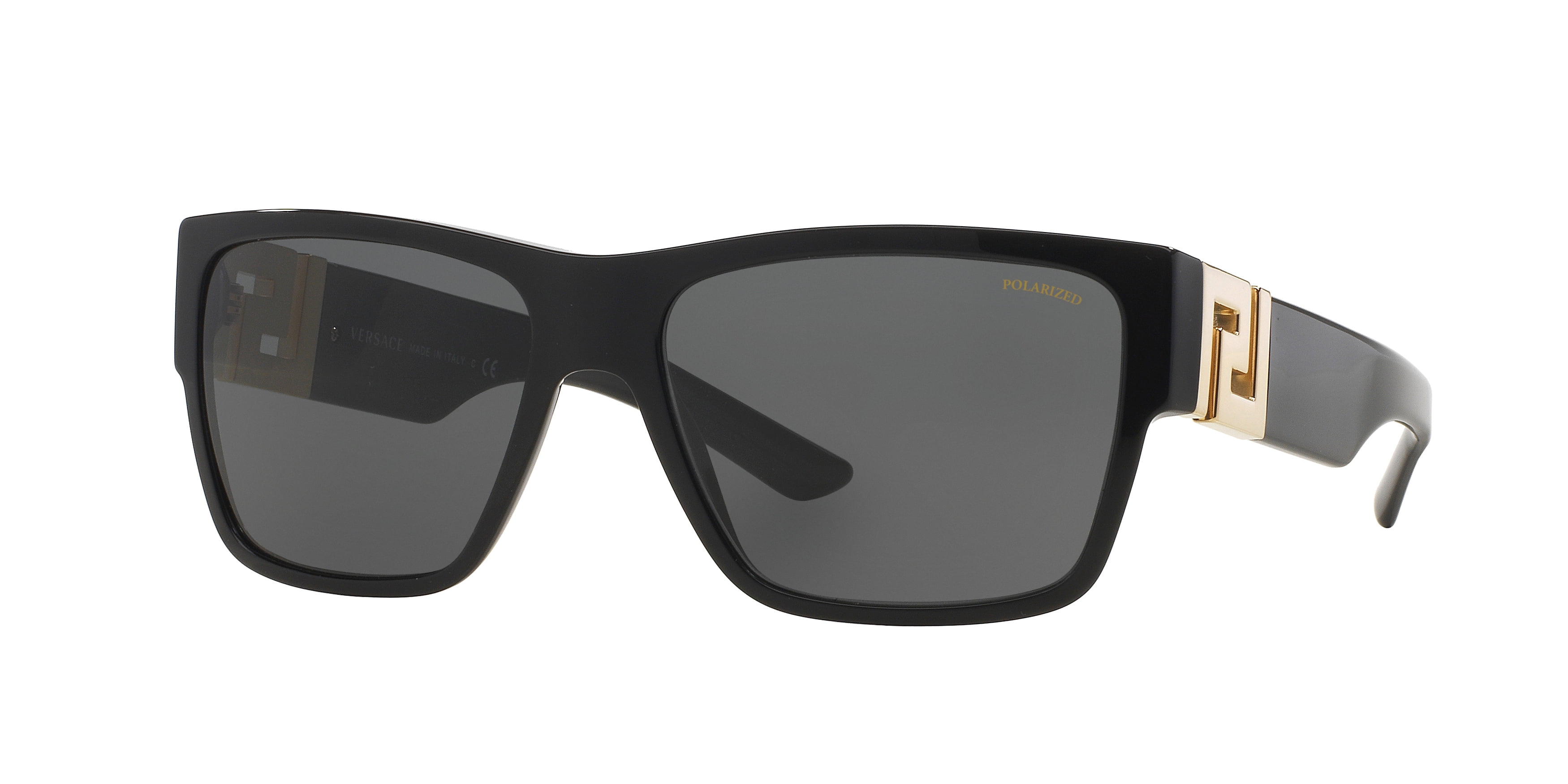 Versace  Plastic Unisex Square Polarized Sunglasses Black 59mm Adult