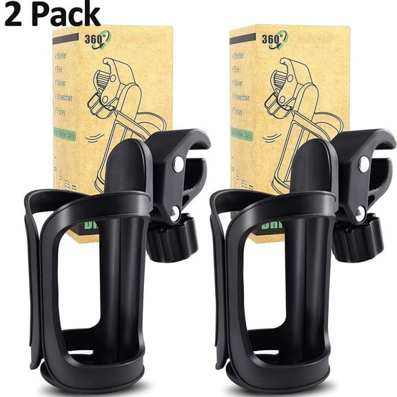 2 Pack Stroller Drink Holders, Universal Cup and Bottle Holder for Trolleys, Walkers and Bikes