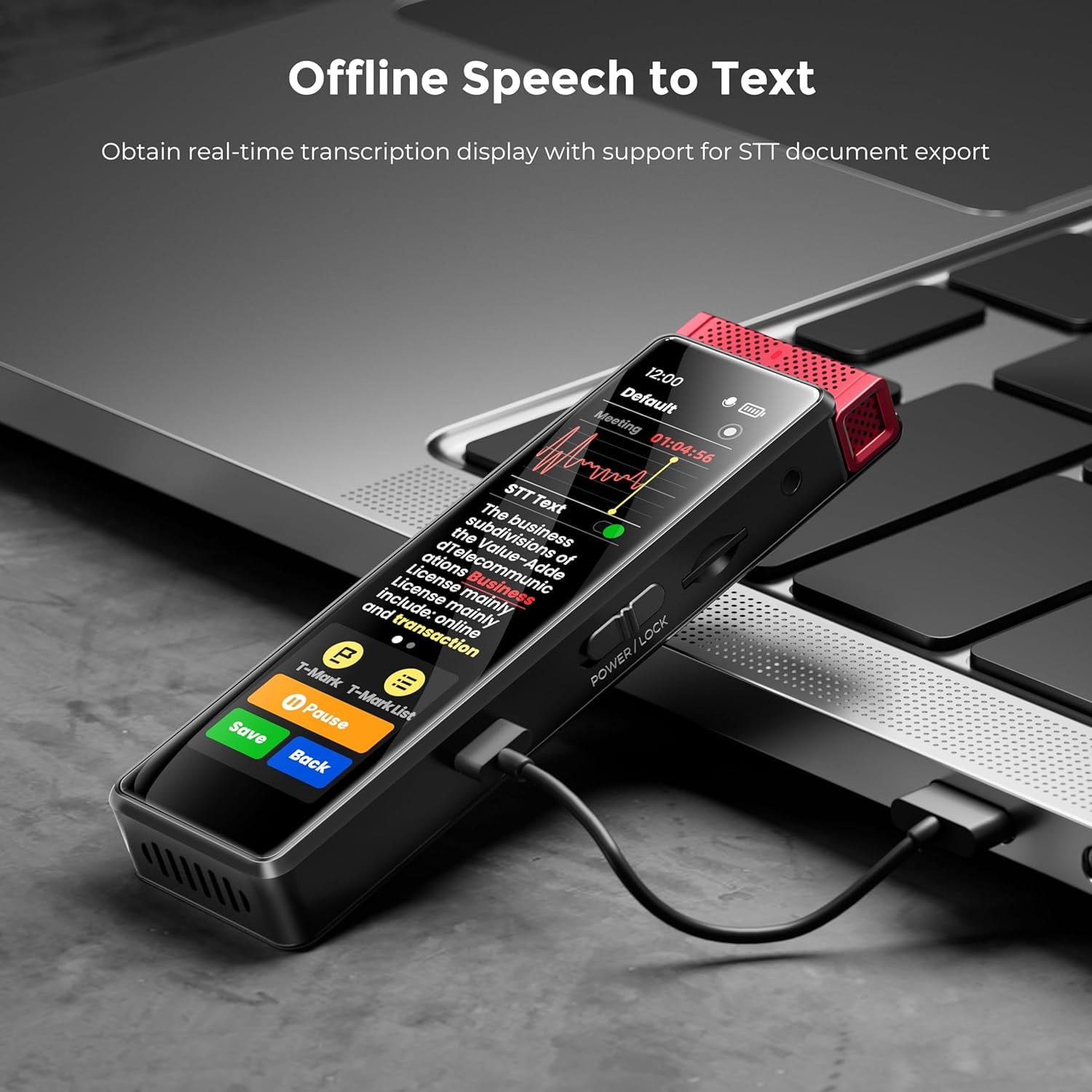 136GB Digital Voice Recorder with Playback, Innioasis R1 Full Touchscreen Voice Recorder with AI Intelligent Transcription and Bluetooth, Voice Activated Sound Audio Recorder Device with Mic (Red)