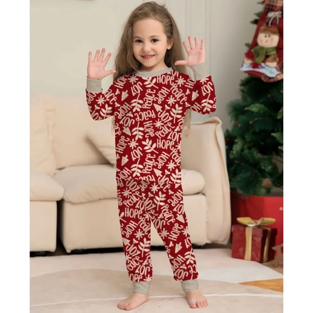 Conjunto de pijamas de algodón de manga larga para niños, Tops largos, pantalones, ropa de casa de dibujos animados, Navidad, Papá Noel, trajes de bebé para niños pequeños