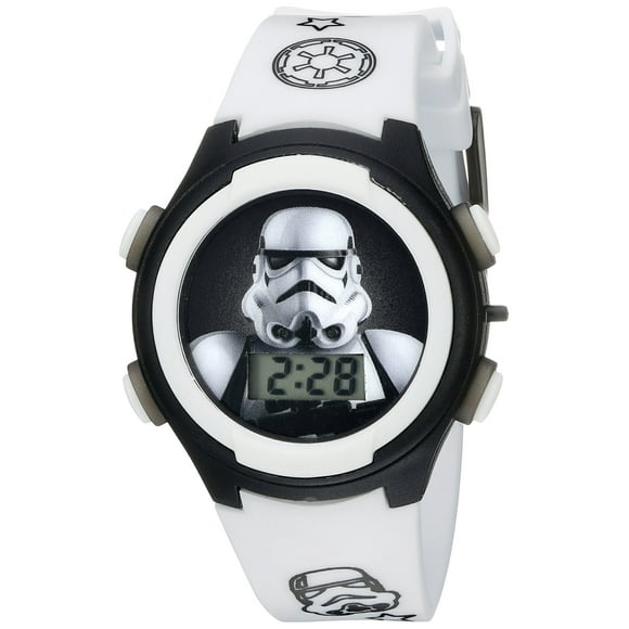 Accutime Star Wars Stormtrooper Reloj blanco de cuarzo con pantalla digital LCD para niños (Modelo: STM3488)