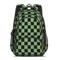 thumbnail image 2 of Green and Black Checkered Pattern Backpack for School, Cute School Bag with Adjustable Shoulder Straps and Padded Back, 16.9"x12.6"x5.9", 2 of 5