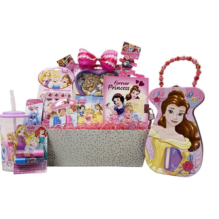 Girls Gift Baskets – Disney Princess Themed Gifts Idea for Girls Wish her Happy Birthday, Get Well (10 Jewelry & Cosmetics Items)