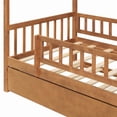 thumbnail image 4 of Bellemave Twin Size House Bed with Trundle Playhouse Platform Bed Wooden House-shaped Bed Frame with Fence Guardrail and Roof Tent Beds for Teens(Walnut, Twin Size), 4 of 14