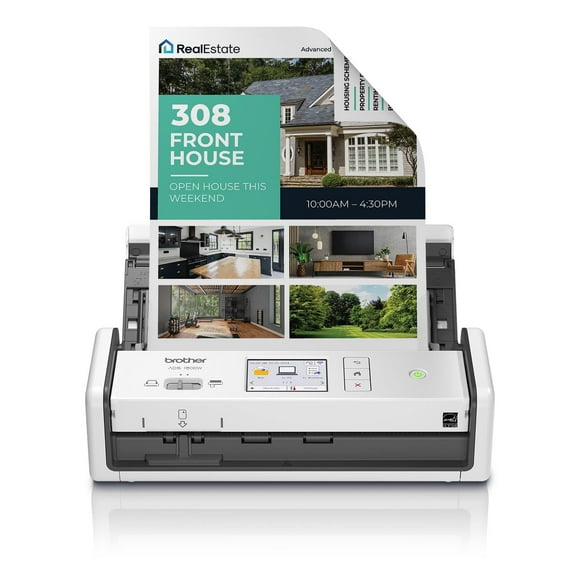 Brother ADS-1800W - Document scanner - Dual CIS - Duplex - Letter - 600 dpi x 600 dpi - up to 30 ppm (mono) / up to 30 ppm (color) - ADF (20 sheets) - Wi-Fi(n), USB 2.0 (Host), USB-C 3.2 Gen 1