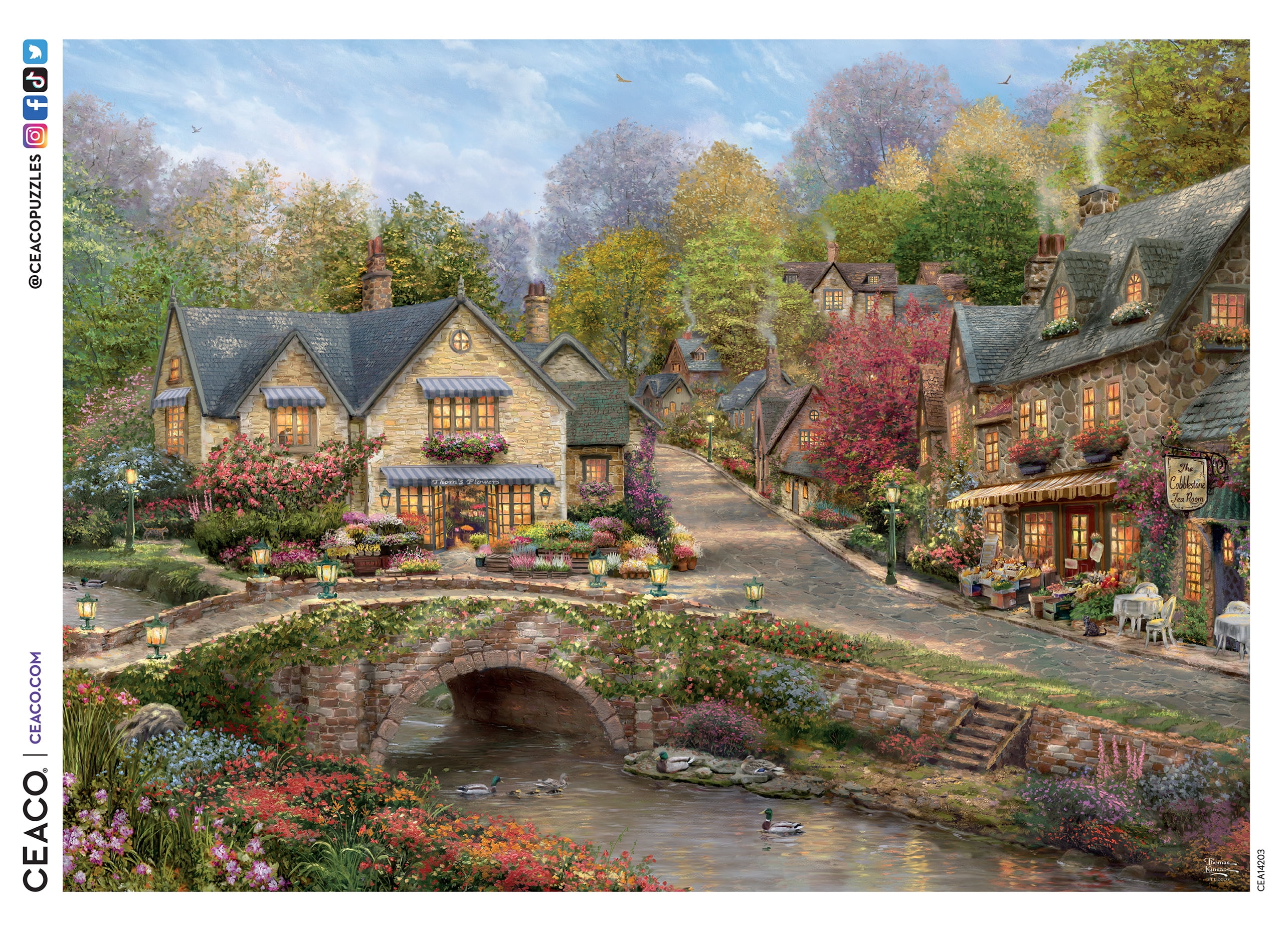 Ceaco Summer In Cobblestone Village 1000-Piece Interlocking Jigsaw Puzzle