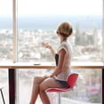 thumbnail image 3 of BestOffice Tabourets de Bar Ensemble de 2 Hauteur de Comptoir Réglables Pivotants, Dossier en Cuir PU Tabourets de Comptoir de Cuisine Chaises de Salle à Manger, Rouge, 3 of 8