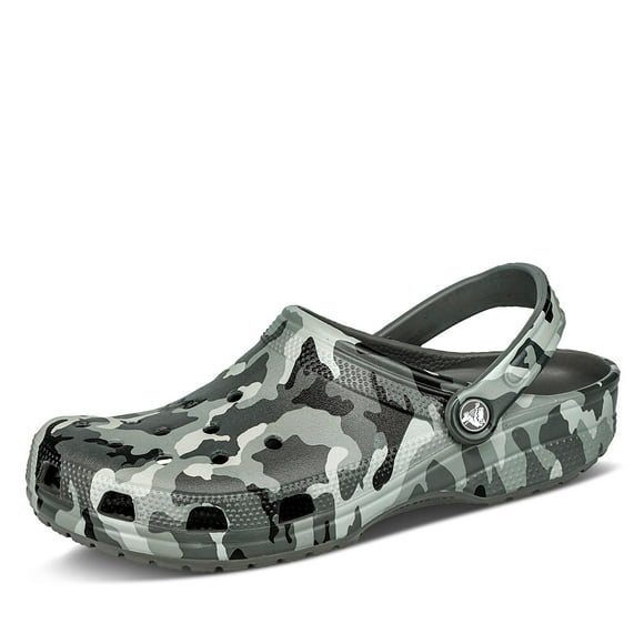 Crocs Unisex-Adult Classic Camo Clogs, Slate Grey Camo, 11 Men/13 Women