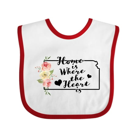 

Inktastic Kansas Home Where the Heart is with Watercolor Floral Gift Baby Boy or Baby Girl Bib