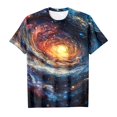 thumbnail image 3 of Toddler Baby Girls Boys Short Sleeve Shirts 3D Galaxy Print Short Sleeve Outfits Clothes Comfortable Loose Children's Clothing,Gold,10-11 Years, 3 of 4