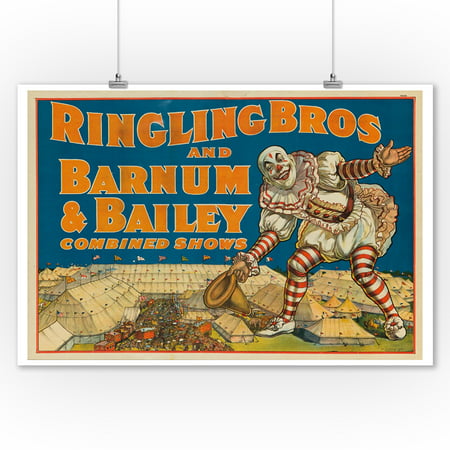 Ringling Bros and Barnum & Bailey (bowing clown) Vintage Poster USA (9x12 Art Print, Wall Decor Travel Poster)