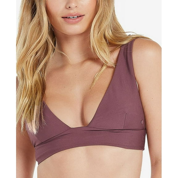 Volcom Junior's Simply Seamless Bralette Bikini Top Swimsuit Purple Size Medium