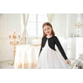 thumbnail image 3 of Arshiner Girls Open Front Shrug Cardigan Kids Children Knit Long Sleeve Bolero with Button Closure Black 7-8 Years Black 130, 3 of 6