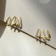 thumbnail image 6 of Grandest Birch 1 Pair Stud Earrings Four Claws Row Rhinestone Jewelry Appearance Korean Style Stud Ear Cuffs for Daily Wear Alloy, 6 of 8