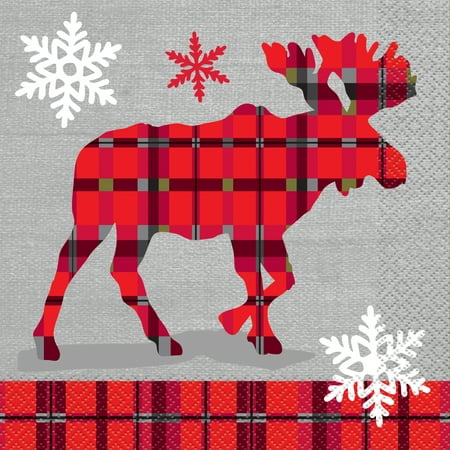 Rustic Plaid Christmas Party Lunch Napkins, 16ct
