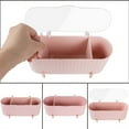 thumbnail image 3 of 3 Compartment Swab Box Storage Case,Happon Cotton Swabs Dispenser,Swab Caddy with Lid for Cotton Pads Bathroom Organizer Canisters - Pink, 3 of 7
