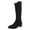 Black, variant on Leozcaa Women's Knee High Boots Suede Flat Pointed Toe Stretchy Slouchy Boots Side Zipper Dress Tall Boot