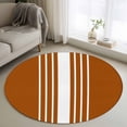 thumbnail image 2 of Burnt Orange White Stripe Round Rug 3ft Area Rug Washable Soft Non-Slip 3' Circle Low Pile Rugs Modern Rustic Vertical Striped Carpet for Bedroom Living Room Entryway Home Office Dining Room, 2 of 9