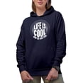 thumbnail image 2 of Life Is Cool and So Are You, Encouragement, Navy Blue Hooded Sweatshirt or Hoodie, Small, 2 of 5