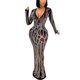thumbnail image 1 of Vestido CUTUBLY Birthday de manga larga con malla de strass negro 2XL, 1 of 6