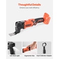 thumbnail image 6 of 20V Cordless Oscillating Multitool with 6 Speed Settings 8500 to 17000 OPM 3.2 Degree Oscillating Angle 8PCS Saw Blades and LED Light Battery Not Included, 6 of 6