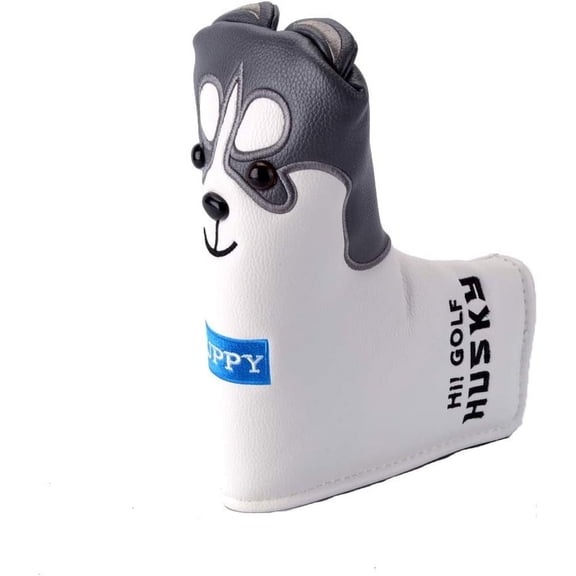 Golf Club Head Cover Lovely Husky Golf Putter Blade Cover Cartoon Animal PU Leather Headcover Dustproof Covers