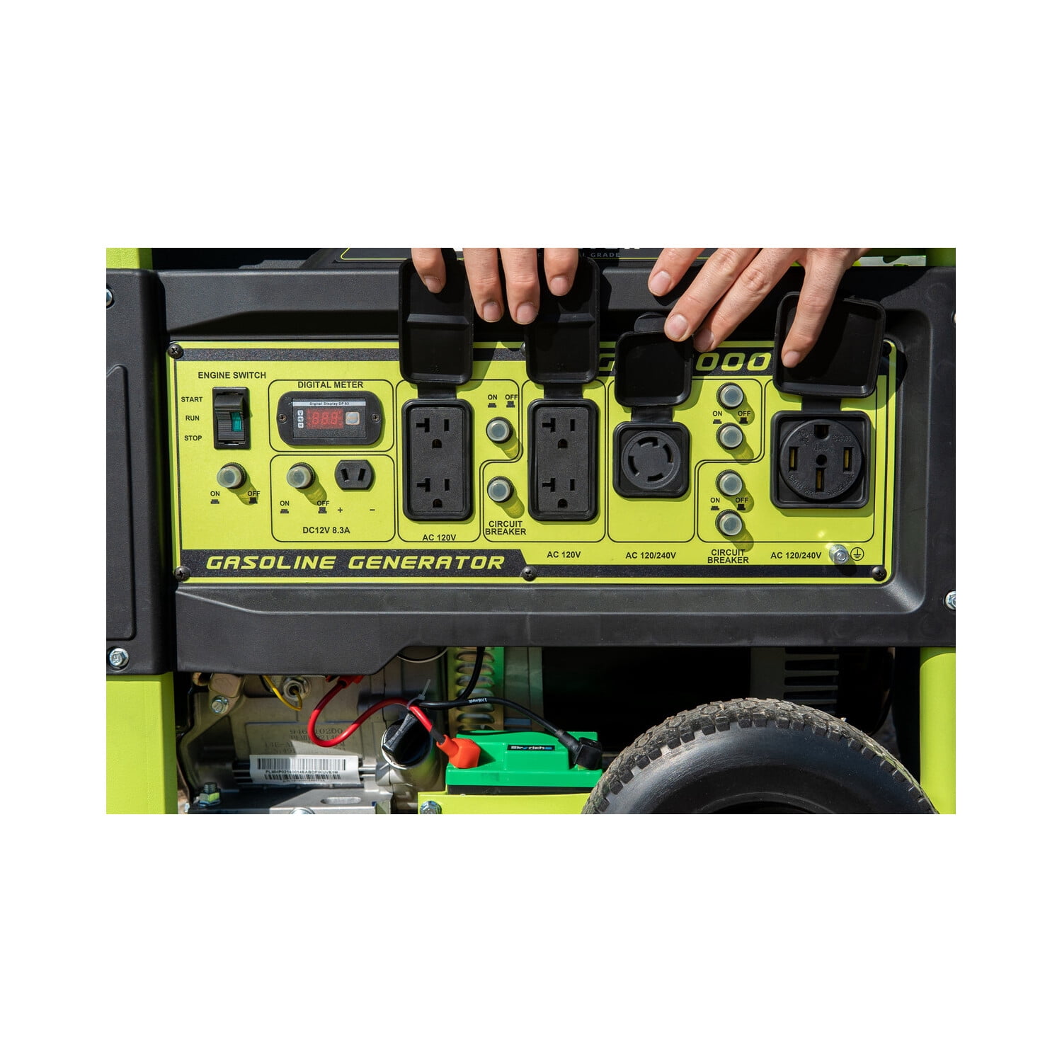 Green-Power America Atlas Series 12000/9500-Watt Electric Start Gasoline Powered Portable Generator w/460cc 16HP  Professional Engine, Battery Included